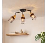 ANWIO Lámpara de Techo 3 Focos Orientables E14, Lampara Cocina Techo, Focos Led Interior Techo Negro, Moderno Plafón LED Para Interiores Giratorio para Dormitorio Cocina Pasillo Comedor,Sin Bombilla