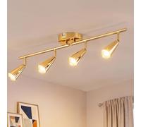 ANWIO Lampara de Techo 4 Focos LED para Interior Dorada, Focos Orientables GU10, Lampara Techo para Salon, Dormitorio, Cocina, Pasillo y Comedor, Sin Bombillas