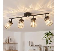 ANWIO Lámpara de Techo 4 Focos Orientables E14, Lampara Cocina Techo, Foco de Techo Negro, Moderno Plafón LED Para Interiores Giratorio para Dormitorio, Cocina, Pasillo, Comedor, Sin Bombilla