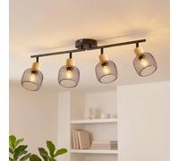 ANWIO Lámpara de Techo 4 Focos Orientables E14, Lampara Cocina Techo, Focos Led Interior Techo Negro, Moderno Plafón LED Para Interiores Giratorio para Dormitorio Cocina Pasillo Comedor,Sin Bombilla