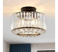 ANWIO Lámpara de Techo de Cristal, Lamparas Salón Techo Cristal con 1 E27 Base, Plafones de Techo Modernos Negro, Lampara Techo para Dormitorio, Cocina, Pasillo,Comedores(27CM, Sin Bombilla)