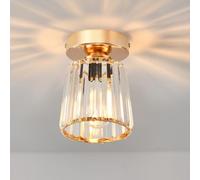 ANWIO Lámpara de Techo De Cristal, Mini Luz de Techo Dorado de Cristal, Lampara Pasillo Techo E27, Candeeiro Teto con 1 Base para Salón,Entrada,Cocina,Dormitorio(13.5CM, Sin Bombilla)