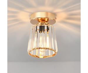 ANWIO Lámpara de Techo De Cristal, Mini Luz de Techo Dorado de Cristal, Lampara Pasillo Techo E27, Candeeiro Teto con 1 Base para Salón,Entrada,Cocina,Dormitorio(13.5CM, Sin Bombilla)