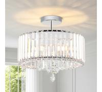 ANWIO Lámpara de Techo de Cristal Moderna, Luz de Techo Plateado, Lámpara de Araña con 3 E27 Base, Pantalla de Cristal para Pasillo,Entrada,Cocina,Dormitorio, Salón(37CM, Sin Bombilla)