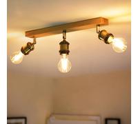 ANWIO Lámpara de Techo Retro, 3 Vías, Luces de Techo para Dormitorio, Cocina y Sala con Bases E27, Ajustable, Bronce, 40W, 1080 Lumen, LED, Blanco