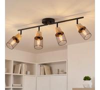 ANWIO Lampara Techo 4 Luces, Focos LED Interior Techo E14, Foco Ajustable 350°, Lamparas de Techo Negra, Lamparas LED Techo para Cocina, Pasillo, Salón, Entrada, Cafetería（Sin Bombilla）