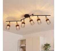 ANWIO Lampara Techo 6 Luces, Focos LED Interior Techo E14, Foco Ajustable 350°, Lamparas de Techo Negra, Lamparas LED Techo para Cocina, Pasillo, Salón, Entrada, Cafetería（Sin Bombilla）
