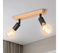 ANWIO Lámpara Techo con 2 Focos LED Interior, Base E27, Aplique Negro con Base Rectangular, Giratorios Plafón de Techo (Sin Bombillas)