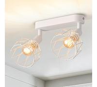 ANWIO Lámpara Techo Con 2 Focos LED Interior,Lampara Cocina Techo Base E14, Aplique Blanco Rectangular, Giratorio Plafón (Sin Bombillas)