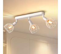 ANWIO Lampara Techo Con 3 Focos Base Cuadrada, Focos LED Interior Techo Giratorios E14, Lámparas de Techo Blanco, Foco de Pared para Interior Iluminación para Dormitorio Pasillo Cocina (Sin Bombilla)