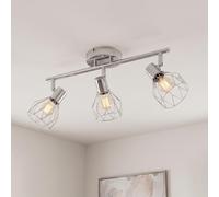 ANWIO Lampara Techo Con 3 Focos, Focos LED Interior Techo Giratorios E14, Lámparas de Techo Plateado, Foco de Pared para Interior Iluminación para Dormitorio Pasillo Cocina (Sin Bombilla)