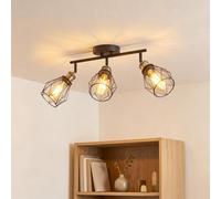ANWIO Lampara Techo Con 3 Focos, Focos LED Interior Techo Giratorios E27, Lámparas de Techo Negro, Foco de Pared para Interior Iluminación para Dormitorio,Pasillo,Cocina (Sin Bombilla)