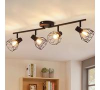 ANWIO Lampara Techo Con 4 Focos, Focos LED Interior Techo Giratorios E14, Lámparas de Techo Negro, Foco de Pared para Interior Iluminación para Dormitorio Pasillo Cocina (Sin Bombilla)