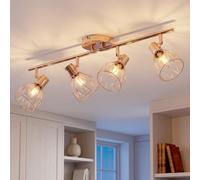 ANWIO Lampara Techo Con 4 Focos, Focos LED Interior Techo Giratorios E14, Lámparas de Techo Oro Rosa, Foco de Pared para Interior Iluminación para Dormitorio Pasillo Cocina (Sin Bombilla)