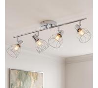 ANWIO Lampara Techo Con 4 Focos, Focos LED Interior Techo Giratorios E14, Lámparas de Techo Plateado, Foco de Pared para Interior Iluminación para Dormitorio Pasillo Cocina (Sin Bombilla)