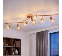 ANWIO Lampara Techo Con 6 Focos, Focos LED Interior Techo Giratorios E14, Lámparas de Techo Oro Rosa, Foco de Pared para Interior Iluminación para Dormitorio Pasillo Cocina (Sin Bombilla)