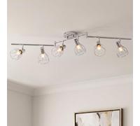 ANWIO Lampara Techo Con 6 Focos, Focos LED Interior Techo Giratorios E14, Lámparas de Techo Plateado, Foco de Pared para Interior Iluminación para Dormitorio Pasillo Cocina (Sin Bombilla)