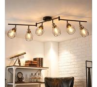 ANWIO Lampara Techo Con 6 Focos, Focos LED Interior Techo Giratorios E27, Lámparas de Techo Negro, Foco de Pared para Interior Iluminación para Dormitorio,Pasillo,Cocina (Sin Bombilla)