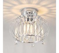 ANWIO Lamparas de Techo de Cristal, Lámpara Colgante Moderna Plateado, Lampara Salon Techo Cristal con 1 E27 Base, Lampara Techo Crystal con Dormitorio, Cocina, Pasillo(28.5CM, Sin Bombilla)
