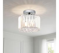 ANWIO Lamparas de Techo Modernos, Lampara Dormitorio Techo Cristal con 1 E27 Base, Lámpara Colgante Plateado, Lampara Techo para Pasillo, Cocina, Salones,Comedores,Entrada(21CM, Sin Bombilla)