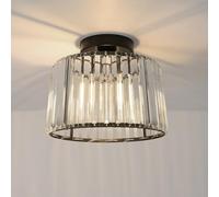ANWIO Luz De Techo de Cristal, Lámpara de Techo Negro de Cristal, Lampara Techo Dormitorio E27, Candeeiro Teto con 1 Base para Salón, Entrada, Cocina, Pasillo, Comedores (26.5CM, Sin Bombilla)