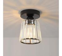 ANWIO Luz De Techo de Cristal, Mini Lámpara de Techo Negro de Cristal, Lampara Pasillo Techo E27, Candeeiro Teto con 1 Base para Salón,Entrada,Cocina,Dormitorio(13.5CM, Sin Bombilla)