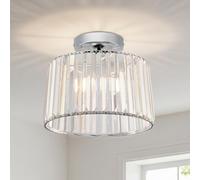 ANWIO Plafones de Techo de Cristal, Lámpara de Techo Plateado E27, Lampara Techo Dormitorio, Luz De Techo con 1 Base para Salón, Entrada, Cocina, Pasillo, Comedores(26.5CM, Sin Bombilla)
