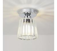 ANWIO Plafones de Techo de Cristal, Mini Lámpara de Techo Plateado, Lampara Pasillo Techo E27, Candeeiro Teto con 1 Base para Salón,Entrada,Cocina,Dormitorio(13.5CM, Sin Bombilla)