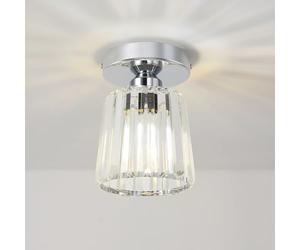 ANWIO Plafones de Techo de Cristal, Mini Lámpara de Techo Plateado, Lampara Pasillo Techo E27, Candeeiro Teto con 1 Base para Salón,Entrada,Cocina,Dormitorio(13.5CM, Sin Bombilla)