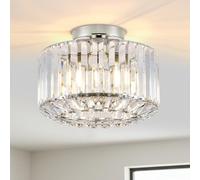 ANWIO Plafones de Techo Modernos, Lámpara de Techo de Cristal con 1 E27 Base, Lamparas Salón Techo Plateado, Candeeiro Teto para Dormitorio, Cocina, Pasillo,Comedores(27CM, Sin Bombilla)