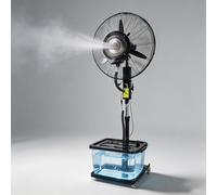 AnYaBinni Ventilador Nebulizador de Pie 40L, Ventilador Industrial con Ruedas, Oscilación 80°, Inclinación 15°, 3 Velocidades, Alto Caudal para Terraza Exterior Patio Restaurante, Grandes Espacios