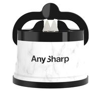 AnySharp Afilador de Cuchillos, Seguridad sin Manos, Ventosa, Afila con Seguridad Todos los Cuchillos de Cocina, Ideal para Acero Endurecido y Dentados, El Mejor del Mundo, Compacto, Mármol