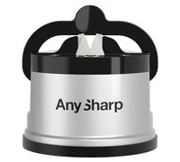 AnySharp Afilador de Cuchillos, Seguridad sin Manos, Ventosa, Afila con Seguridad Todos los Cuchillos de Cocina, Ideal para Acero Endurecido y Dentados, Compacto, Plata