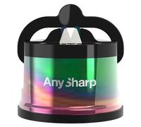 AnySharp Pro Afilador de Cuchillos Metálico, Seguridad sin Manos, Ventosa PowerGrip, Afila Todos los Cuchillos de Cocina, Ideal para Acero Endurecido y Dentados, El Mejor del Mundo, Metal Petróleo