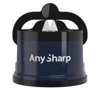 AnySharp Pro Afilador de Cuchillos Metálico, Seguridad sin Manos, Ventosa PowerGrip, Afila Todos los Cuchillos de Cocina, Ideal para Acero Endurecido y Dentados, El Mejor del Mundo, Azul Marino