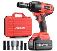 AOBEN Llave de impacto inalámbrica de 1/2 pulgadas, kit de pistola de impacto de potencia, Max 600N. Conductor de impacto eléctrico de alto par M/450 pies de libras para neumáticos de coche RV,