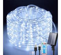 Aofonchy Solar Luces de Cuerda de Tubo Exterior, 20M 200LEDs Impermeable Cuerda Luce de Tubo con 8 Modos & USB, Manguera Guirnaldas Luces Control Remoto para Jardín Terraza Patio Navidad Fiesta