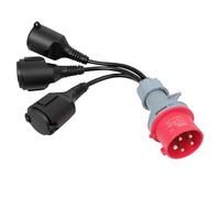 AOHEWEI Adaptador CEE, enchufe de 400V, 16A y 5 clavijas a 3 tomas Schuko de 230V, cable distribuidor de corriente alta impermeable IP44 para caravanas, campings, obras y uso industrial en exteriores