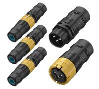 AOHUA Conector impermeable Q20 IP68, enchufe macho hembra autobloqueante, junta rápida de palanca 300 V/15 A para cables de 5,5 - 10 mm, resistente para LED, 4 unidades (Q20-3 pines, amarillo)