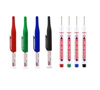 Aohyue 8 Piezas Marcador Agujeros Profundos, Rotulador de Obra con Punta de 20 mm, 32 mm para Marcar Madera, Plástico, Pared, Metal, Cartón (Negro, Azul, Rojo, Verde)