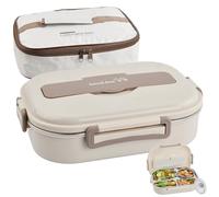 Aohyue Fiambrera de 4 Compartimentos con Cuchara, Tenedor, Recipiente para Sopa y Bolsa Isotérmica, Lunch Box Hermética, Aptas para Microondas y Lavavajillas, Tartera para Trabajo, Escuela y Viajes