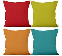 Aoihrraan 50x50cm Juego DE 4 Color Frutas Fundas DE Cojin Rojo Verde Naranja Azul Cuadrado Decorativo Corto De Felpa Suave Funda De Almohada Dormitorio Exterior Jardín Canapé Balcón Patio Sofá