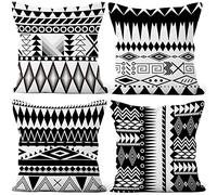 Aoihrraan Fundas de Cojines Juego de 4, Patrón Geométrico Minimalista En Blanco Y Negro Cuadrado Corto De Felpa Suave Funda De Almohada para Sofá Dormitorio Silla Coche Decoración del Hogar 60x60cm