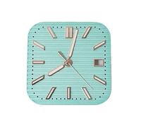 AOIMBNQC 1 Juego de Esfera Reloj 29,5 mm, Verde Luminoso, con Detalles en Rosa y Agujas cuadradas for Movimiento NH35/NH36. Incluye un Solo indicador Calendario(Cyan Dial Hands)