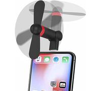 Aoiutrn Mini ventilador giratorio de 180 grados portátil para teléfono móvil, compatible con iPhone 14/14Pro Max/13/13 Pro Max/12/12 Pro Max/11/11 Pro/11 Pro Max/X/Xs/Xr/iPad y más (negro)