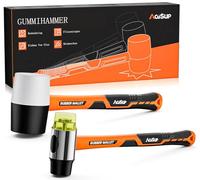 AojSup Juego de Martillo de Goma de 2 Piezas, Martillo Goma de 8 OZ Y Mazo Suave de Doble Cara de 30 mm, Mazo de Goma Martillo con Mango Antichoque y Antideslizante