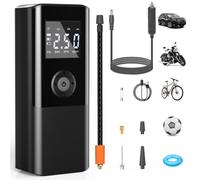 AOKBON Compresor de Aire portátil 150 PSI 12V DC Compresor Aire Coche con batería Recargable de 6000 mAh luz LED y Banco de energía Mini compresor de Aire portátil para Auto Bicicleta Moto Pelota