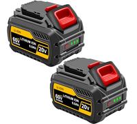 Aokicase Batería de repuesto para Dewalt 20 V/60 V, compatible con DCB200/DCB203/DCB204/DCB205/DCB206/DCB209/DCB180/DCB182/DCB183/DCB184/DCB185/DCB606/DCB609 (609) 00 mAh, 2 Packs) Negro