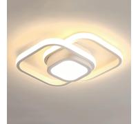 AoLa Lámpara de techo LED de 36W salón cuadrada moderna 3 temperaturas de color 3000K/4000K/6000K lámpara decorativa cuadrada de doble anillo pasillo 2 focos para dormitorio cocina,blanca
