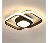 AoLa Lámpara de techo LED de 36W salón cuadrada moderna 3 temperaturas de color 3000K/4000K/6000K lámpara decorativa cuadrada de doble anillo pasillo 2 focos para dormitorio cocina,Negro
